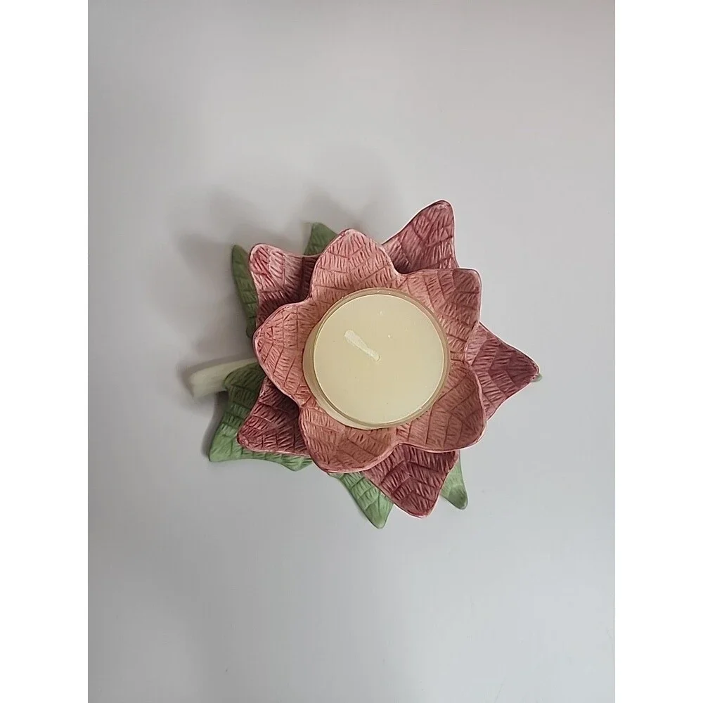 Lot Of 2 Lenox Poinsettia Votive Candle Holder Christmas New in Box Holiday NIB